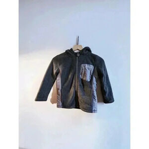 Eddie Bauer Boys Kids Fleece Jacket Youth S/P 8 Plush Full Zip Hooded Gray Warm